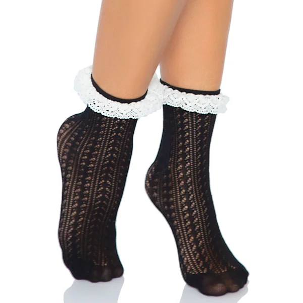 Zig Zag Crochet Eyelet Lace Ankle Socks