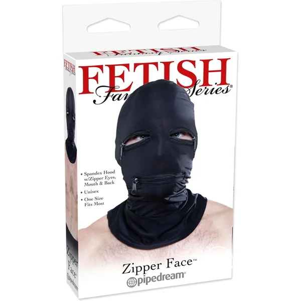 Zipper Face Spandex Sex Hood Black One Size Fetish Fantasy Series