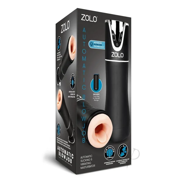 Zolo Rechargeable Automatic Blowjob Vibrating Masturbator - Black
