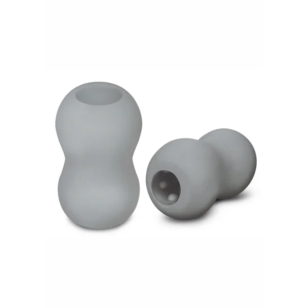 Zolo Squeezable and Textured Mini Double Bubble Male Masurbator Non Vibrating Grey